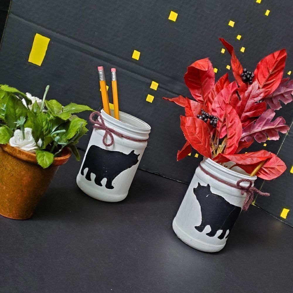 Hand painted Glass Jars, Bears
